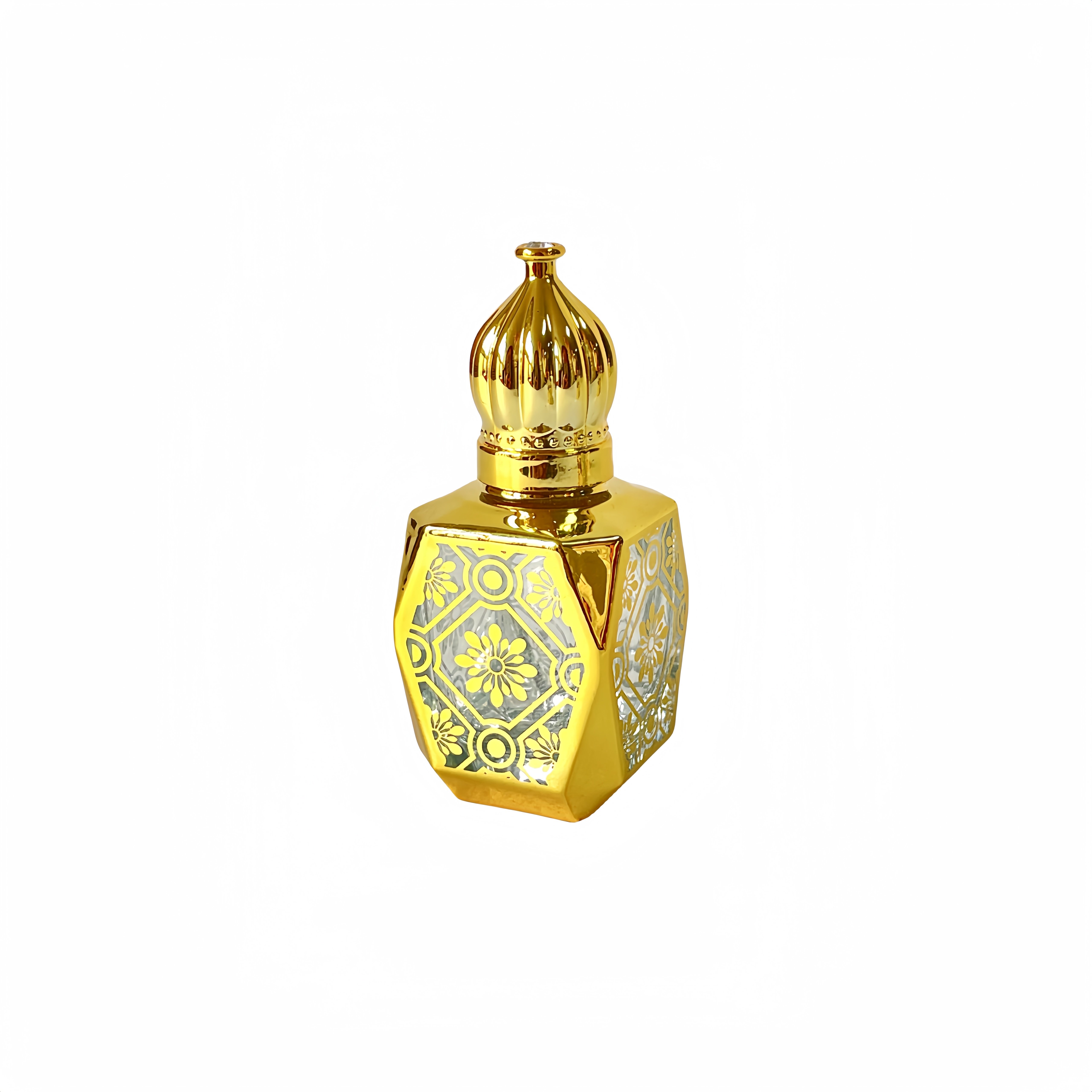 15ml Perfume Glass Bottle Gold Attar Roll On Drip Stick Glass Essential Oil Bottle