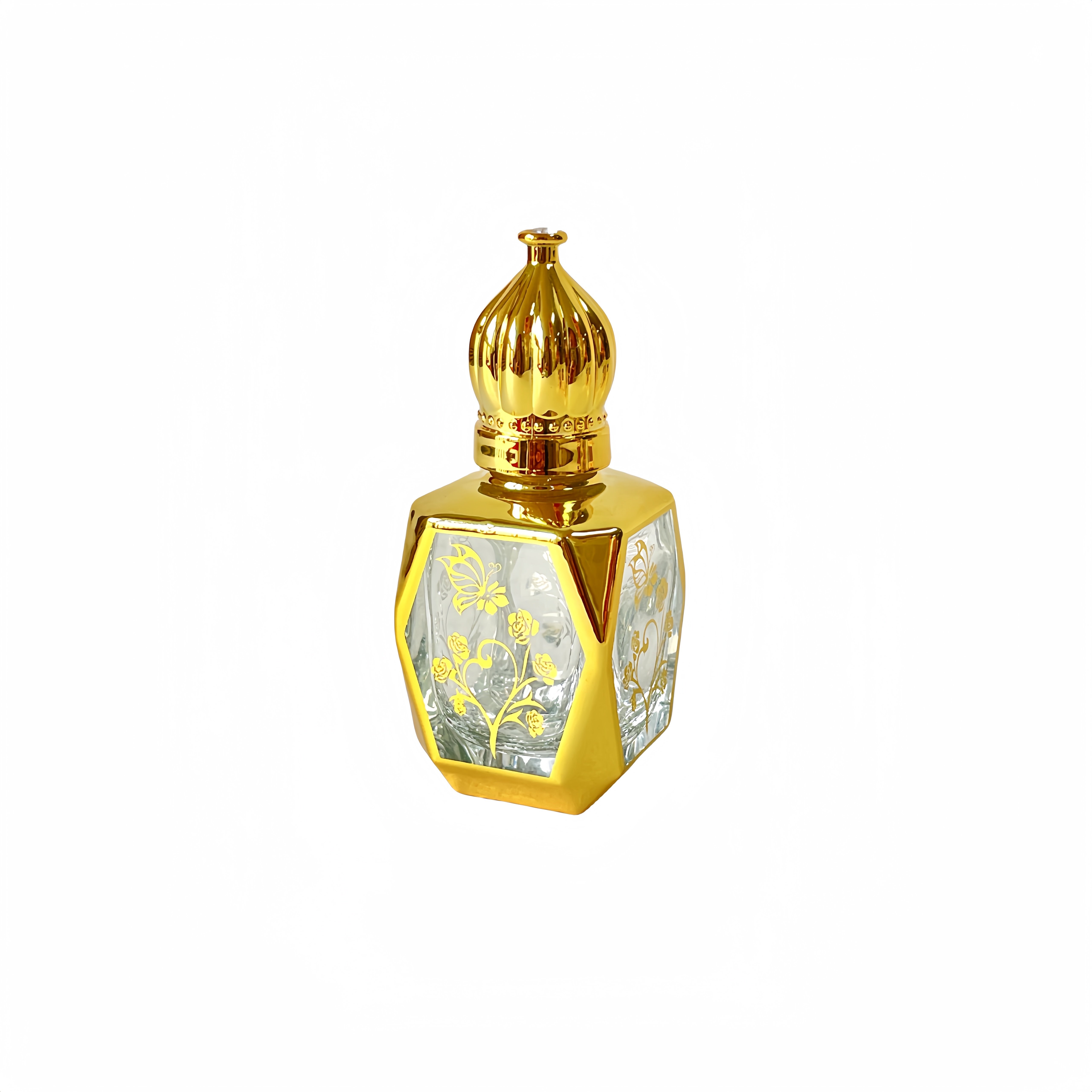 15ml Perfume Glass Bottle Gold Attar Roll On Drip Stick Glass Essential Oil Bottle