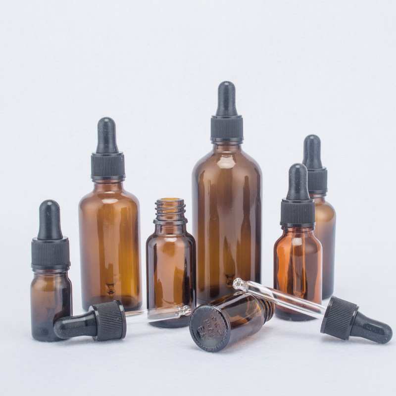 5ml10ml 20ml 30ml50ml100ml essential oil bottle Amber glass bottle with black rubber dropper