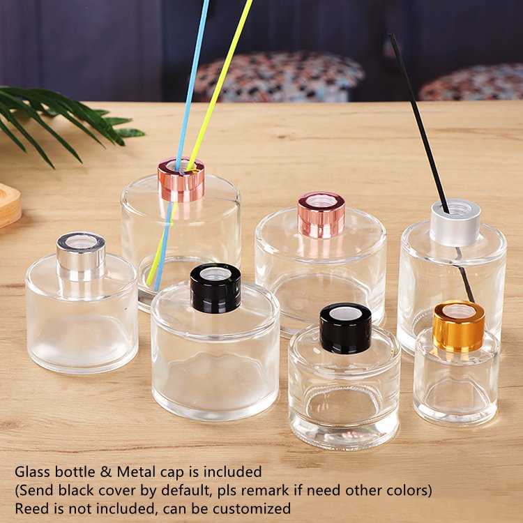 Aroma Decor Reed Diffuser Bottles with Cap Empty Round Clear Glass Wholesale 50ml to 250ml Cosmetic Home Decoration 100 PCS