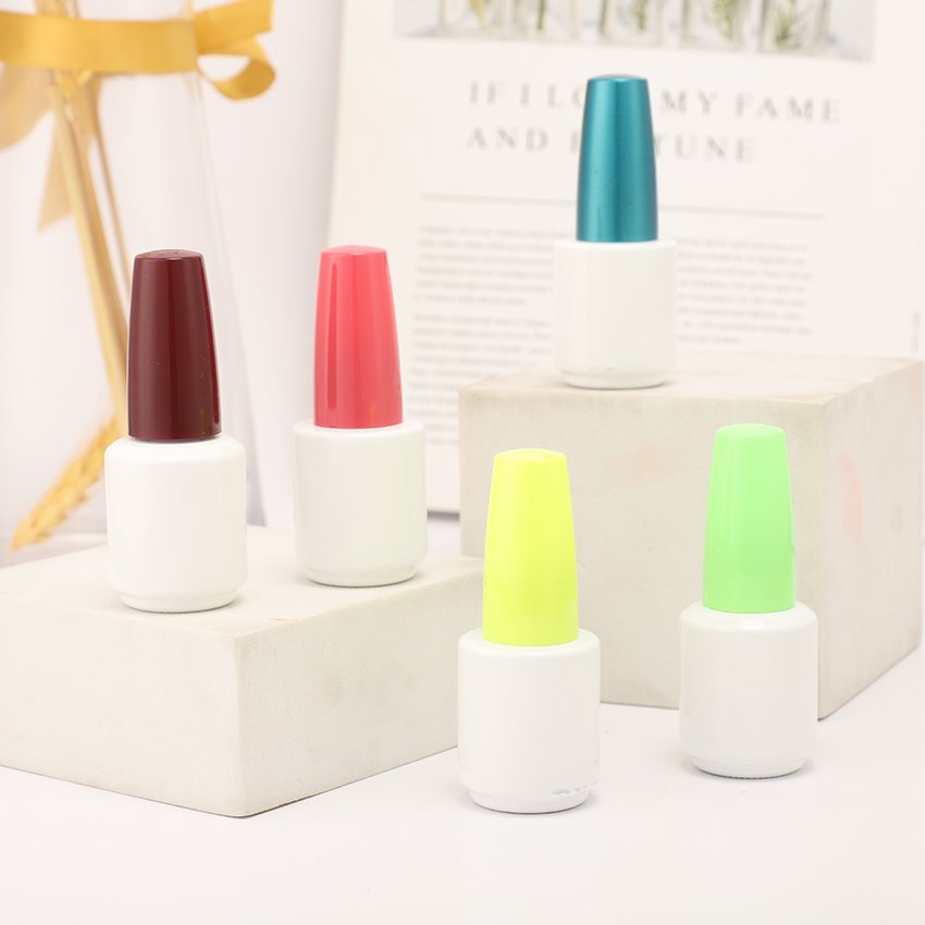 10ml Tempered Glass Bottle Top Coat Functional Nail Varnish Glue with Glass Reinforced Cover and Base for Hot Stamping
