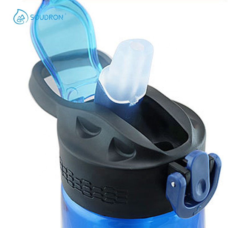 BPA Free Portable Survival Drinking Water Bottle With Inner Straw Filter Outdoor Water Filter Bottle
