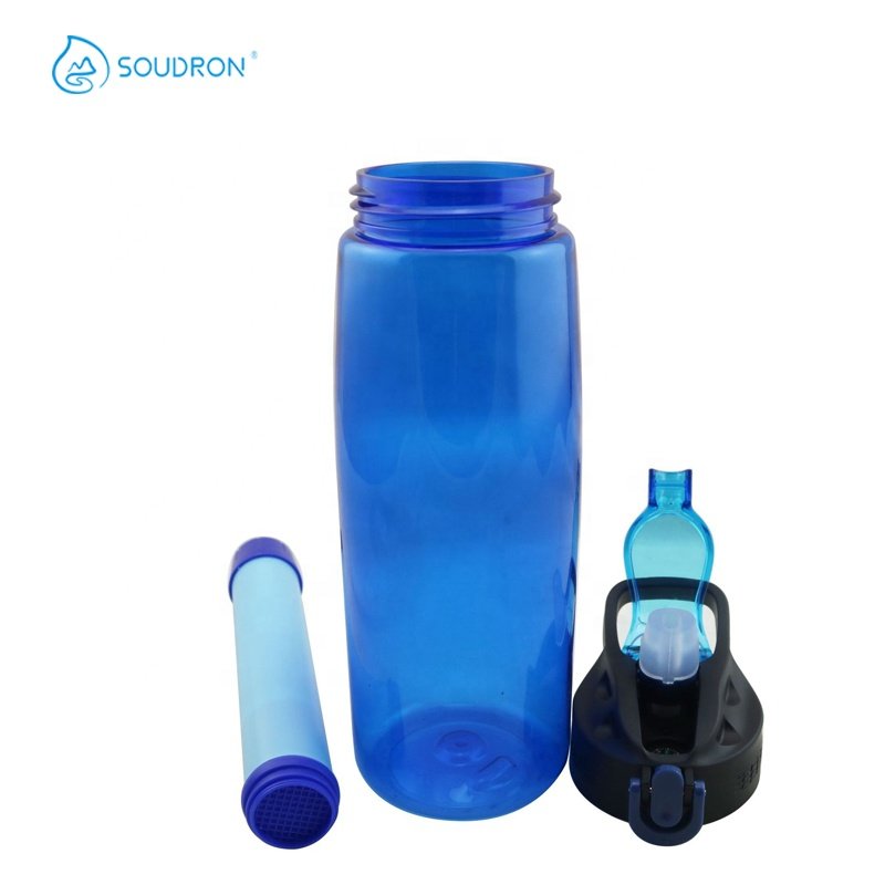BPA Free Portable Survival Drinking Water Bottle With Inner Straw Filter Outdoor Water Filter Bottle