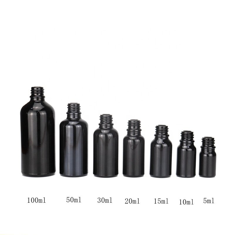 black glass bottle 10ml 15ml 30ml essential oil bottle 50 ml 100 ml empty cosmetic bottle with aluminum cap