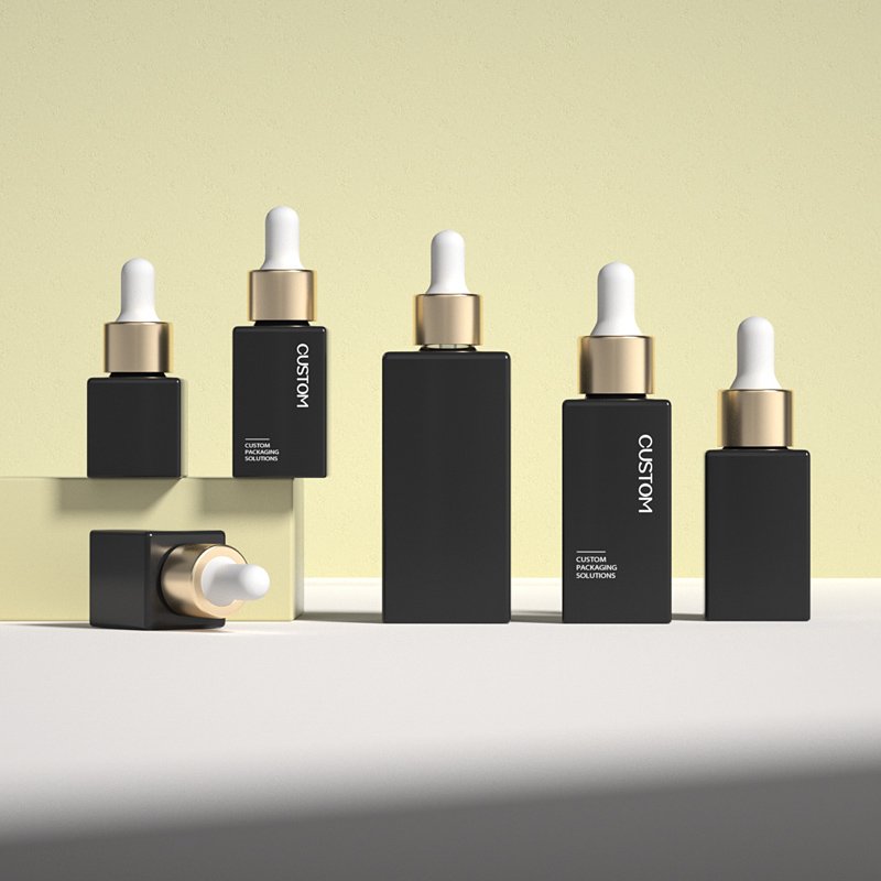 Luxury Gold Cap Essential Oil Bottle 5ml 10ml 15ml 30ml 50ml Custom Amber Skin Care Serum Dropper Glass Bottle