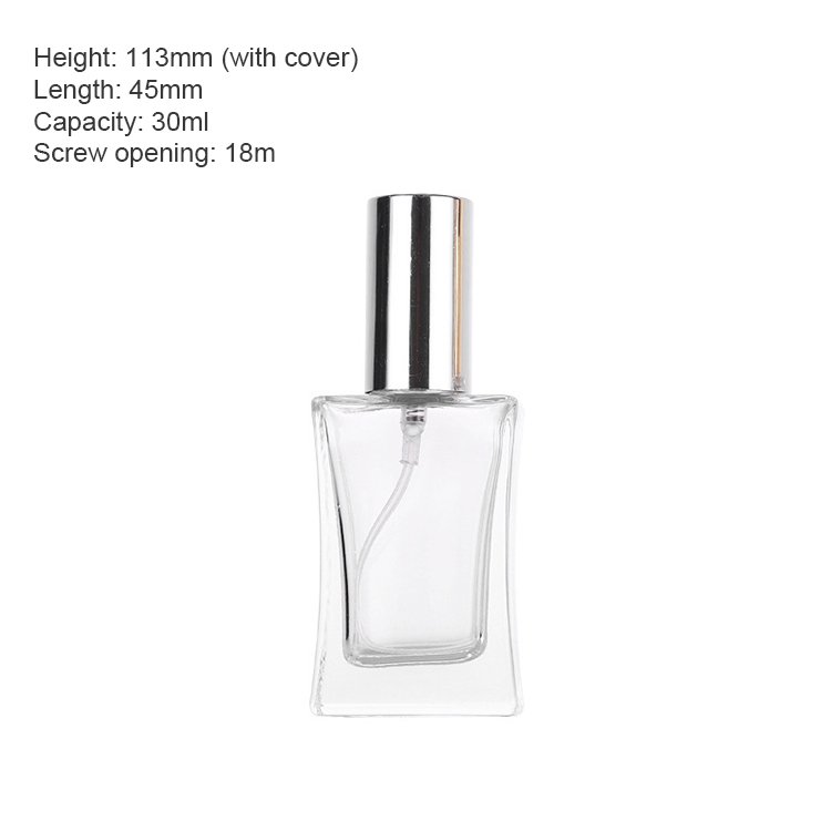 Screw top glass perfume bottle 30ml clear bottle 50ml pressed hydration dispensing empty Bottle Fine Spray