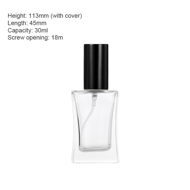 Screw top glass perfume bottle 30ml clear bottle 50ml pressed hydration dispensing empty Bottle Fine Spray