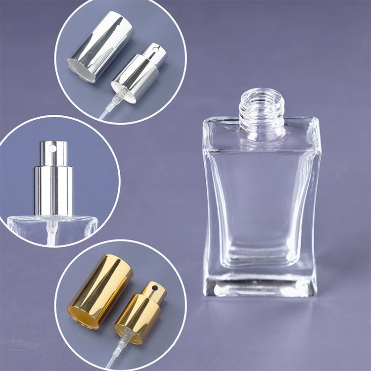Screw top glass perfume bottle 30ml clear bottle 50ml pressed hydration dispensing empty Bottle Fine Spray