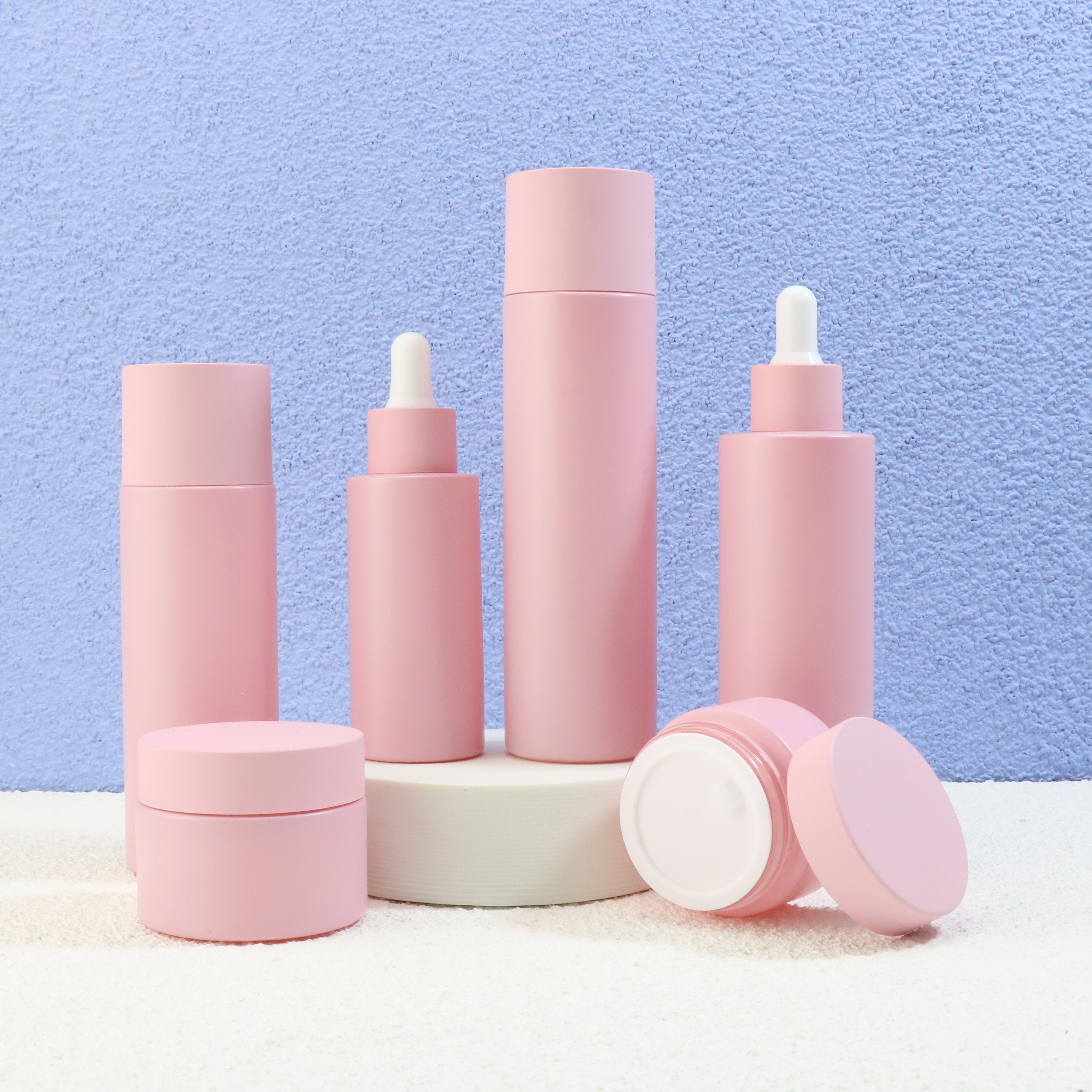Luxury cosmetic skincare packaging flat shoulder glass bottle 20 ml 30 m 50 ml 100 ml white pump body lotion bottle