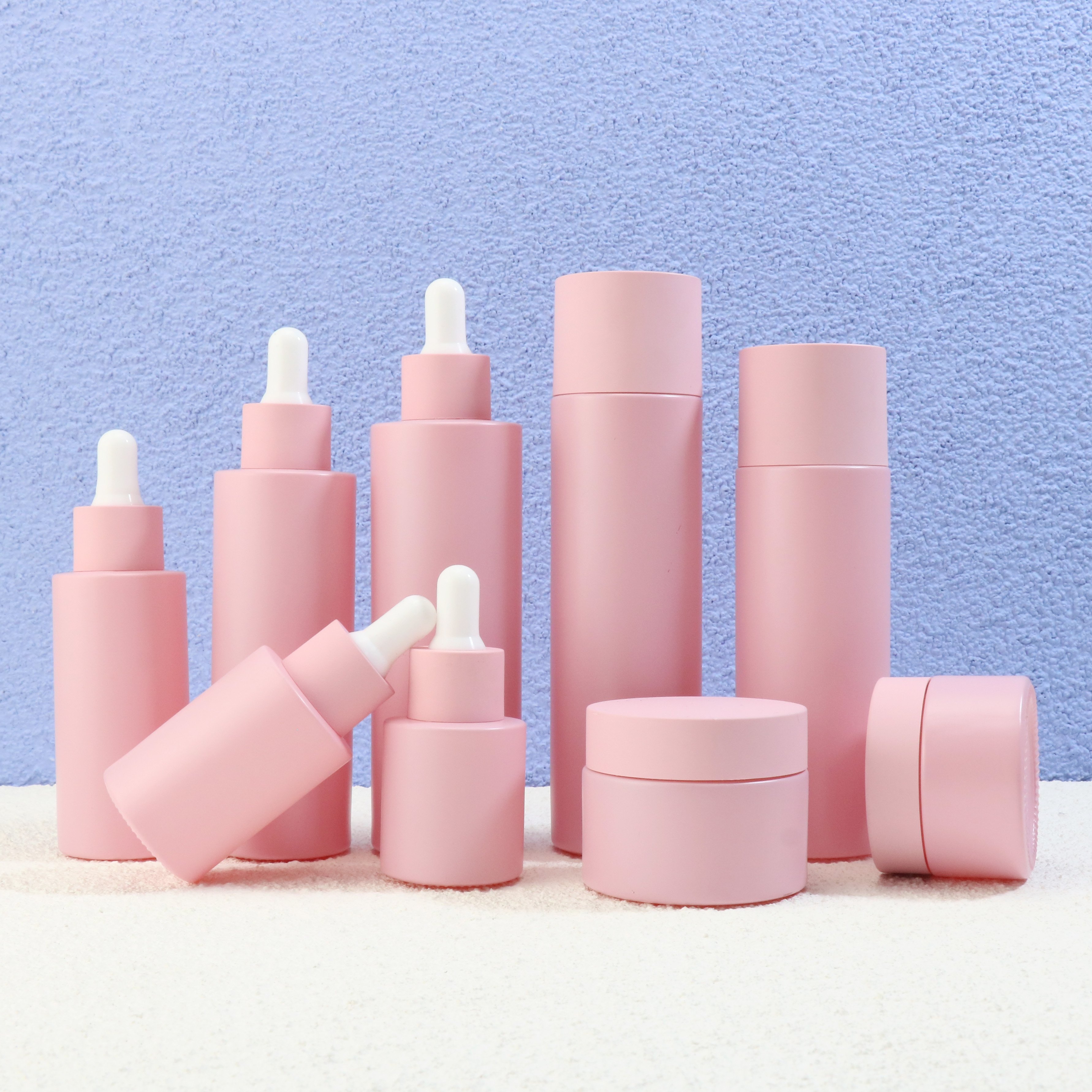 Luxury cosmetic skincare packaging flat shoulder glass bottle 20 ml 30 m 50 ml 100 ml white pump body lotion bottle