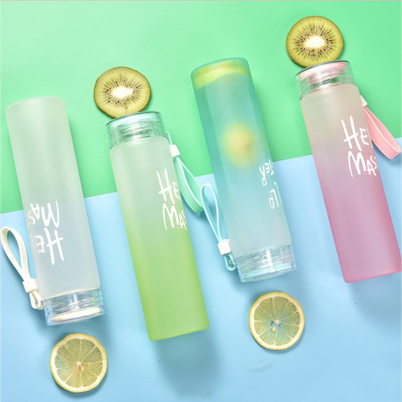 Convenient Tableware Frosted Borosilicate Glass Water Bottle 480ml Wholesale Customized Logo Smile Face