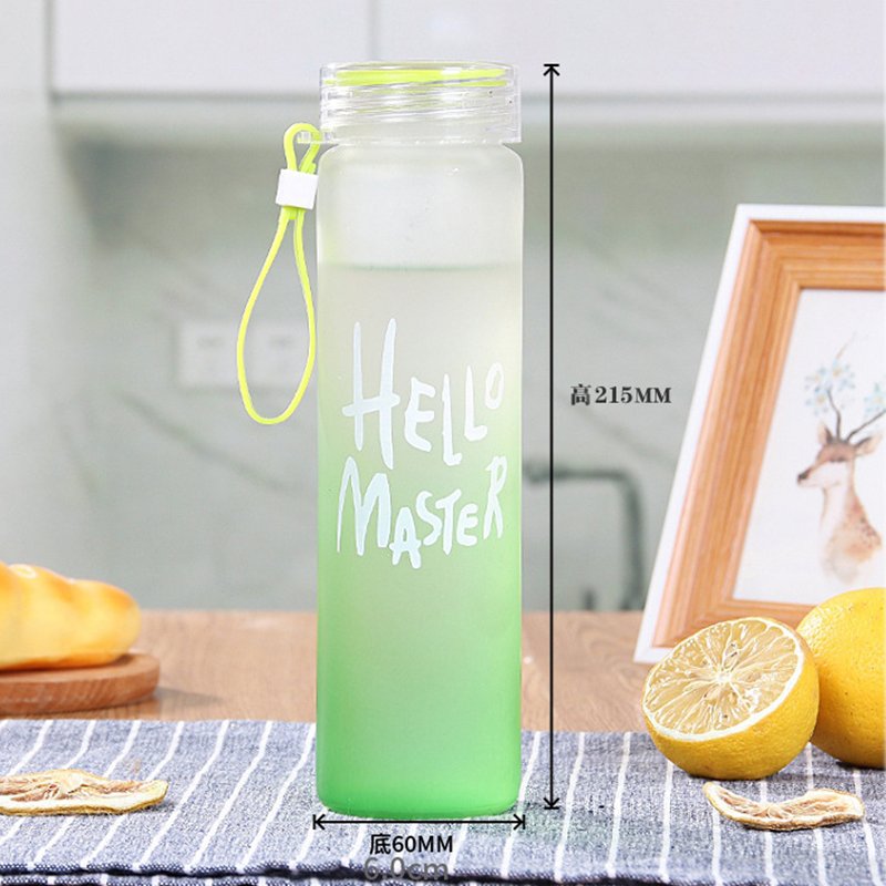 Convenient Tableware Frosted Borosilicate Glass Water Bottle 480ml Wholesale Customized Logo Smile Face