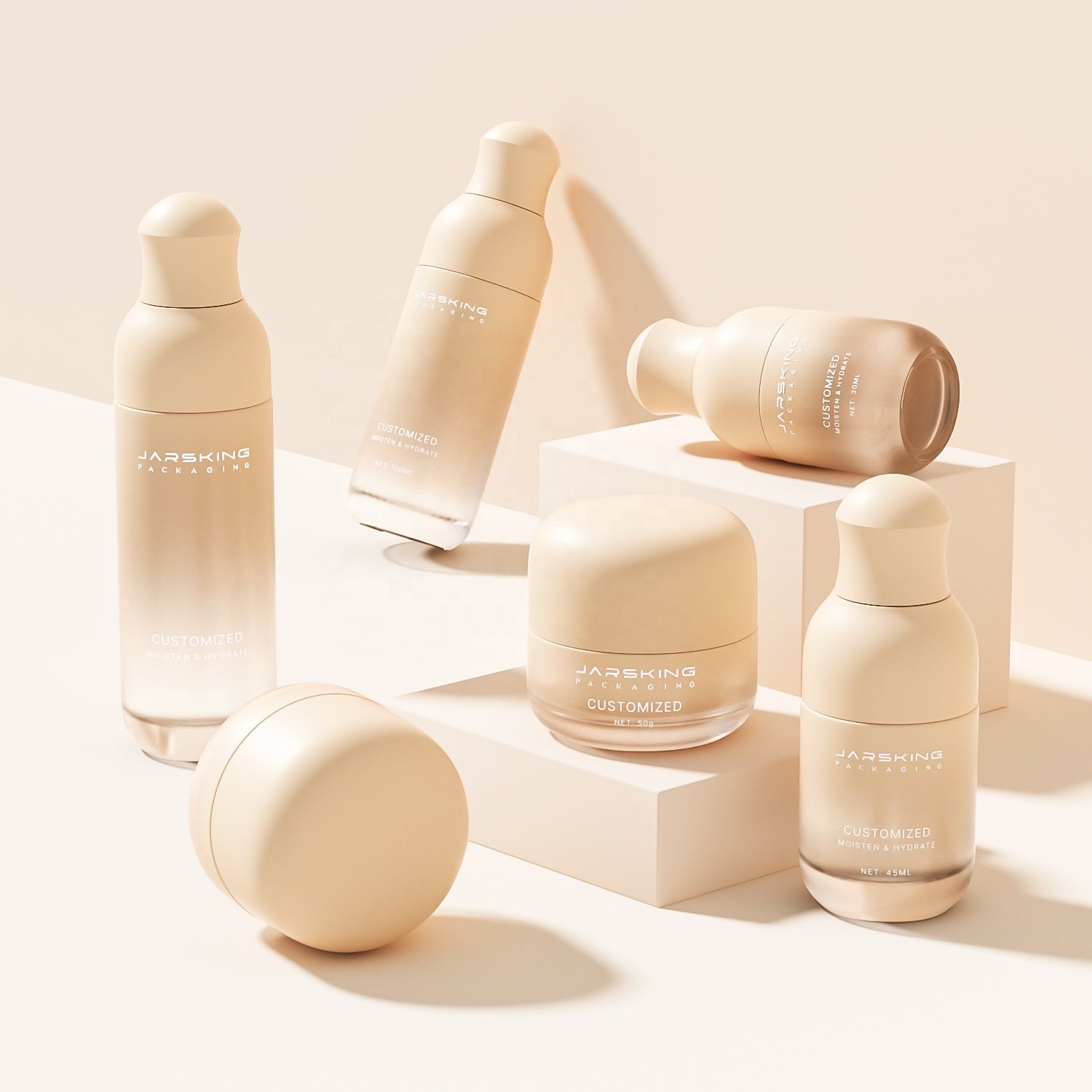 Luxury 30ml 45ml 100ml 120ml Empty Glass Skincare Packaging Cosmetic Cream Jar And Lotion Pump Glass Spray Bottle Set