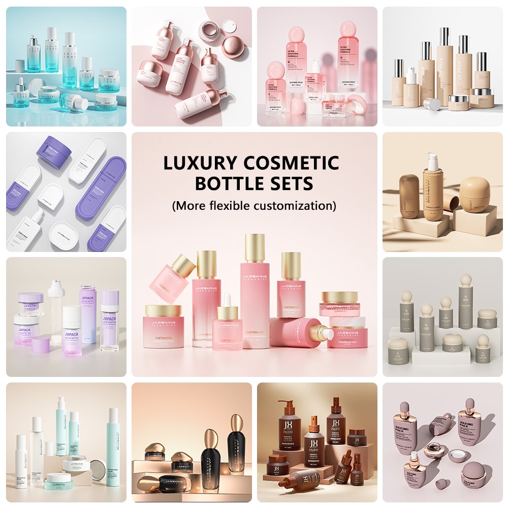 Luxury 30ml 45ml 100ml 120ml Empty Glass Skincare Packaging Cosmetic Cream Jar And Lotion Pump Glass Spray Bottle Set