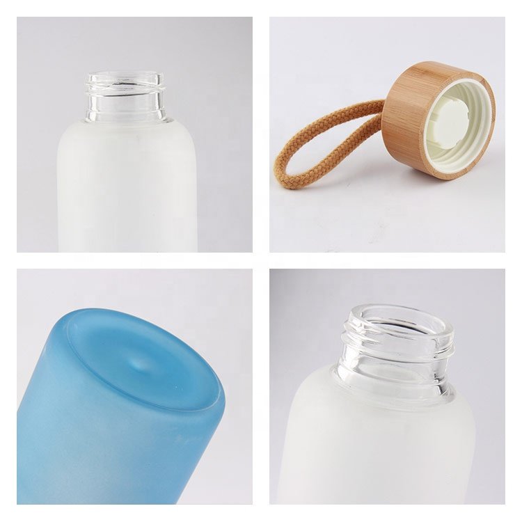 Custom Logo BPA Free Fashion Multi Color Popular Frosted Transparent Glass Drinking Water Bottle