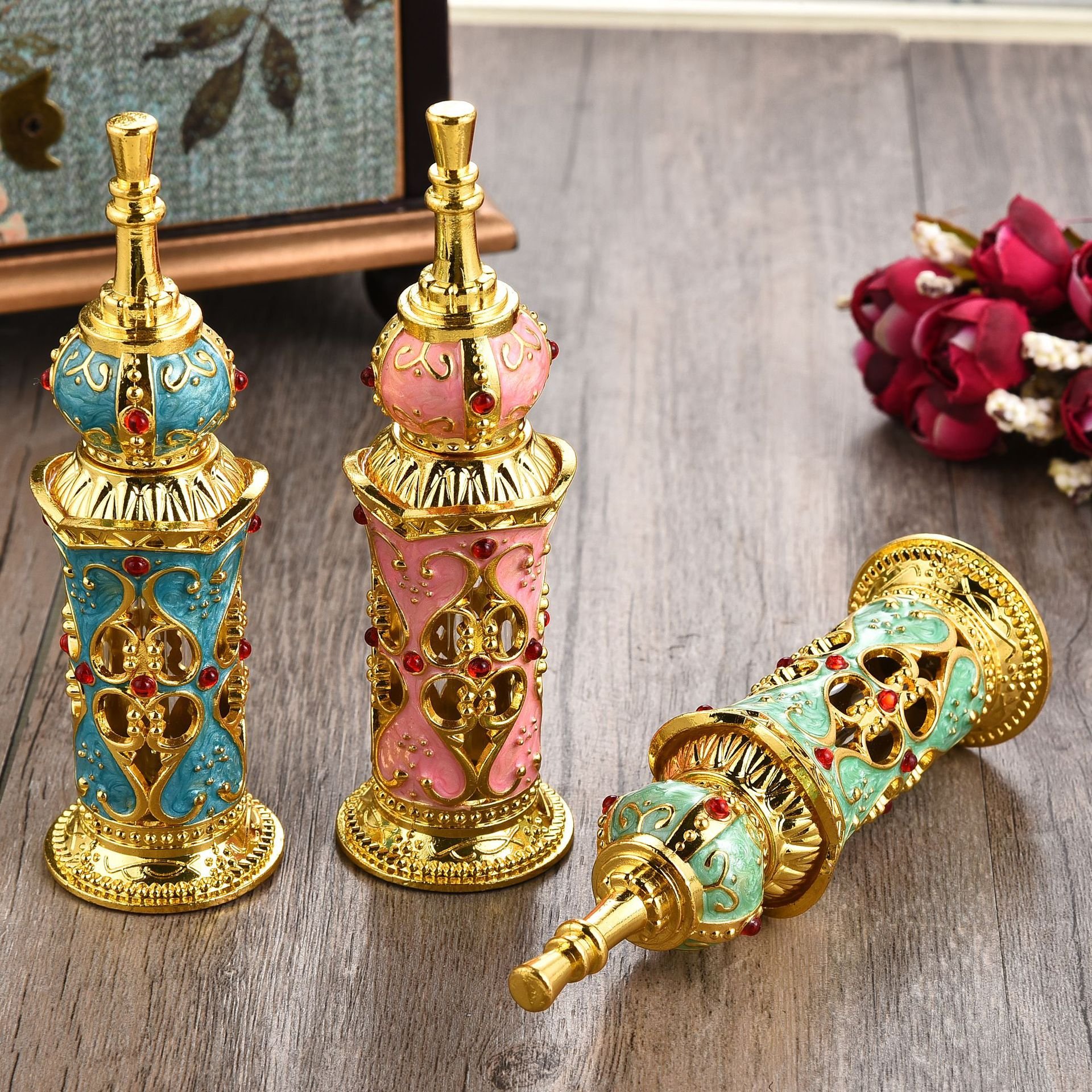 12ML Metal Perfume Bottle Empty Refillable Glass Metal Perfume Ornament Bottles