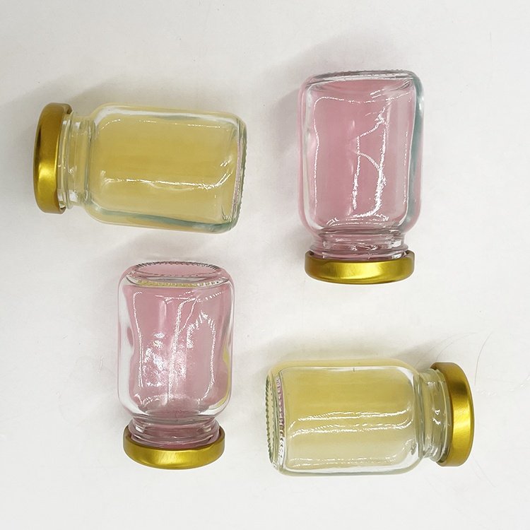 80ml New Arrival 80ml Clear Round Ginger Juice Glass Bottle with Twist Off Lug Glass Honey Bottle with Metal Lid