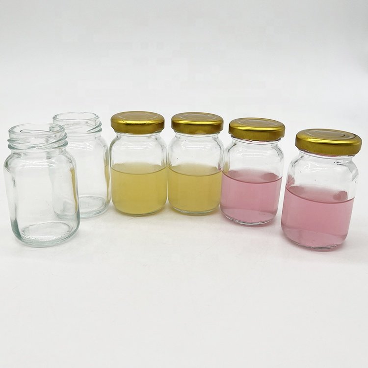 80ml New Arrival 80ml Clear Round Ginger Juice Glass Bottle with Twist Off Lug Glass Honey Bottle with Metal Lid