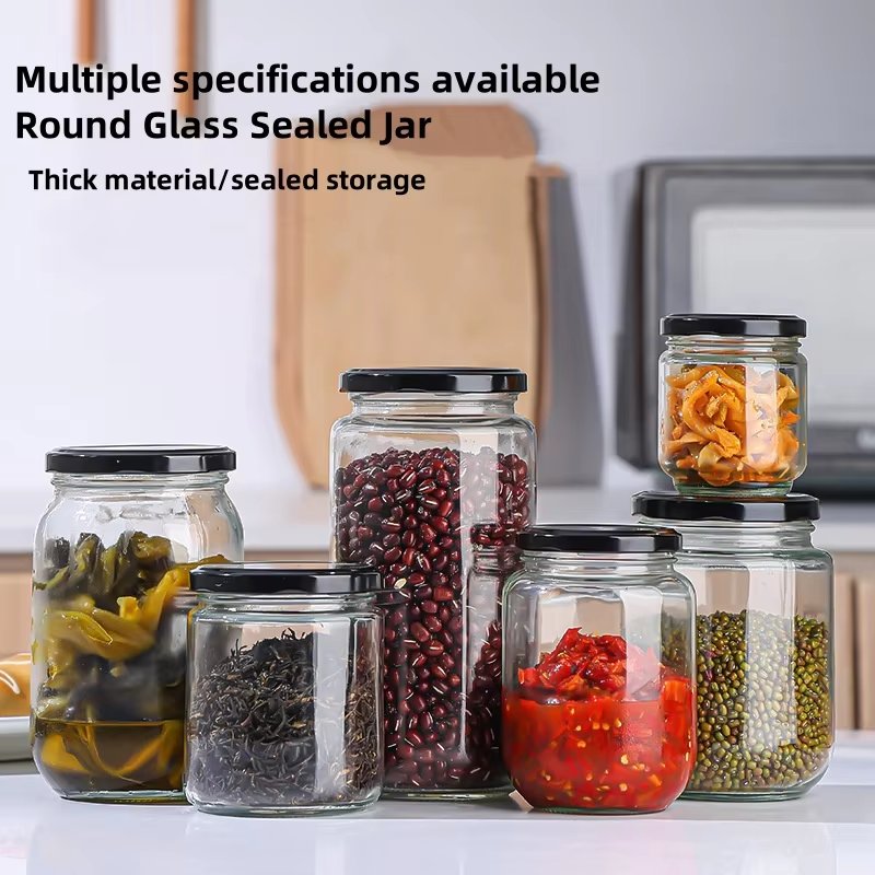 Chili Sauce Glass Bottle Tomato Pickle Honey Jam Jar Food Canning Storage