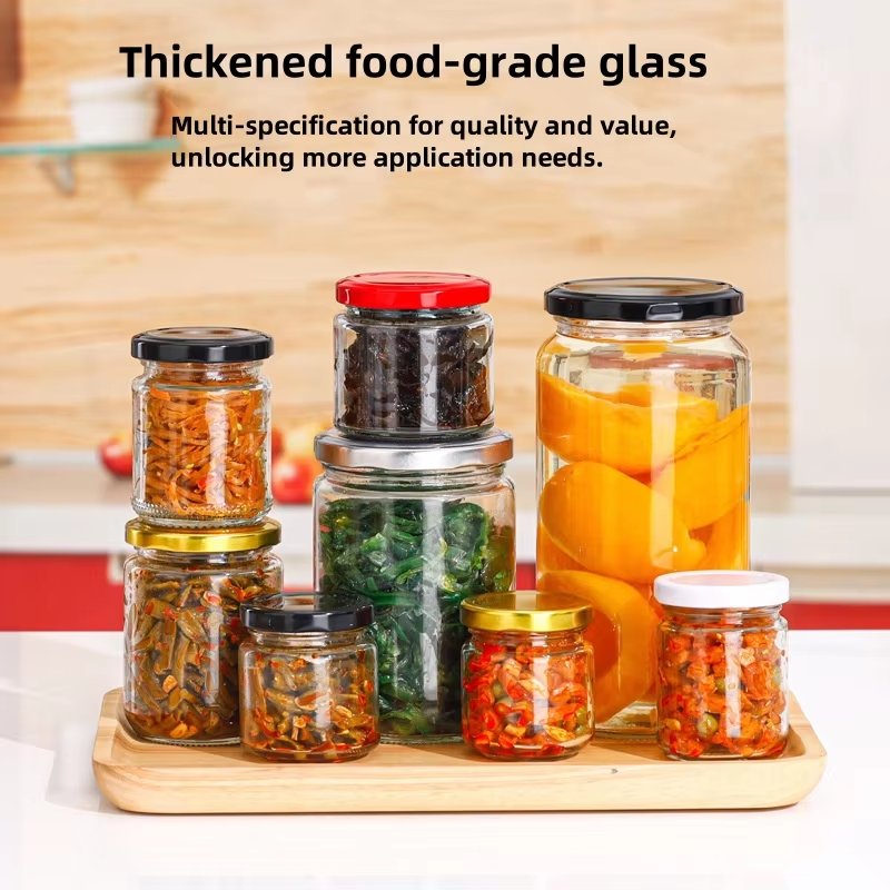 Chili Sauce Glass Bottle Tomato Pickle Honey Jam Jar Food Canning Storage