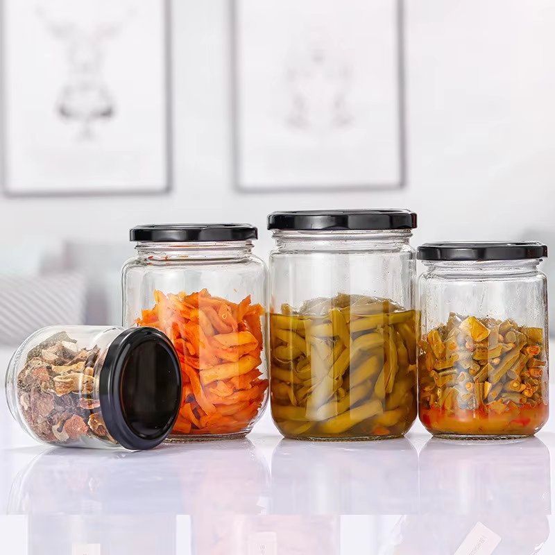 Chili Sauce Glass Bottle Tomato Pickle Honey Jam Jar Food Canning Storage