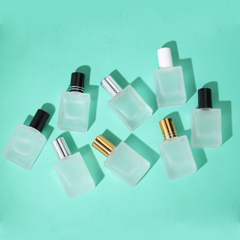 Wholesale 10ml Flat Square Clear Frosted Roller Bottles Essential Oil Glass Bottle With Metal Roller 10ml Roller Ball Bottle