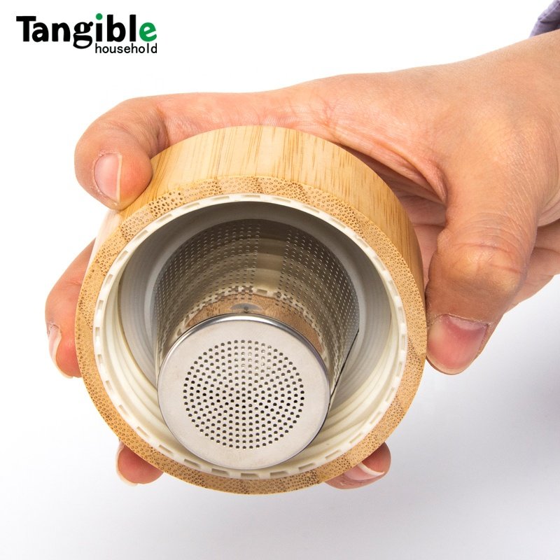 Double wall 300ml 320ml 400ml 450ml glass bottle borosilicate thermos glass drinking water bottle tea mug cup with bamboo lid