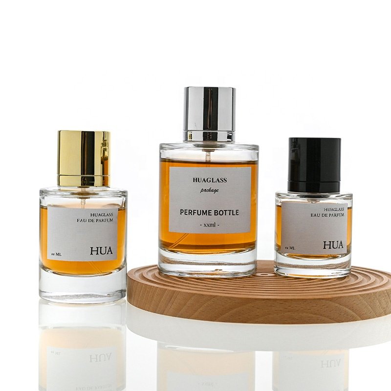 high quality Luxury 50ml perfume glass bottle with gold black sliver crimp sprayer and magnetic or non magnetic lids