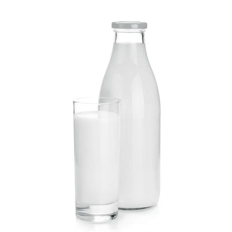 Hot Sale Round 500ML 750ML 1000ML Empty Glass Bottle For Milk With Plastic lid
