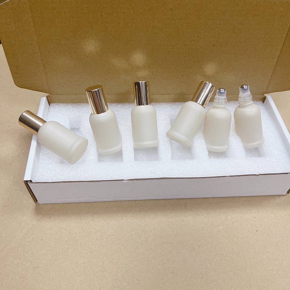 10ml empty beauty Morandi Perfume fragrance essential Oil roller on glass bottle promotion gift box packaging sets for sale