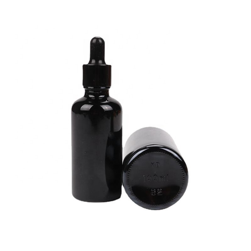 China supplier 5ML 10ML 15ML 20ML 30ML 50ML 100ML black glass essential oil Glass dropper bottles for sale