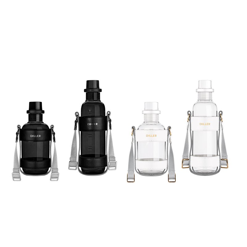 Custom Logo Recycled Clear Sports Glass Water Bottle High Borosilicate Glass Bottle with Time Maker