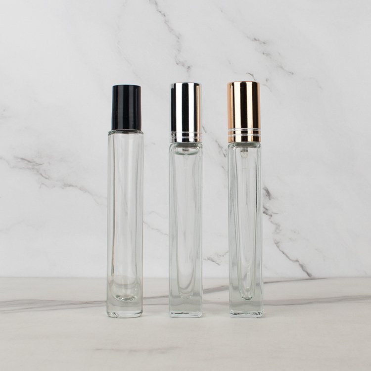 Customized plastic or aluminum cap of different colors 15ml 10ml empty perfume spray bottle mini perfume bottle glass bottle