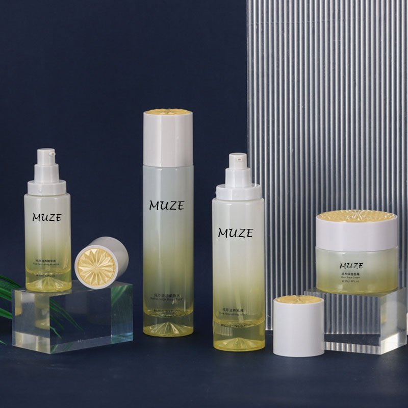 Luxury Skincare Cosmetic Glass Dropper Oil Lotion Bottle Set Packaging Container for 50g 40ml 100ml 120ml glass bottle