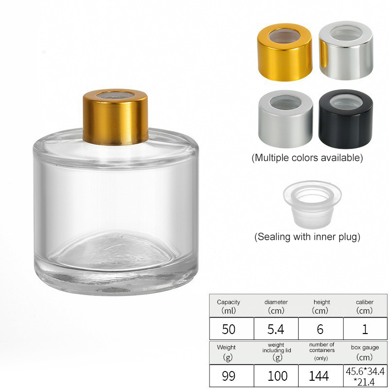 Wholesale Custom 100ml 200ml Round Luxury Diffuser Bottle Empty Reed Diffuser Glass Bottle With Lids