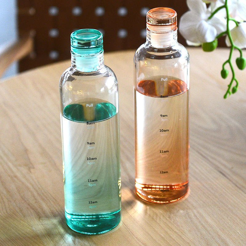 500ml Clear Heat Resistance Drinking Cup Reusable Travel Glass Water Bottle With Time Marker