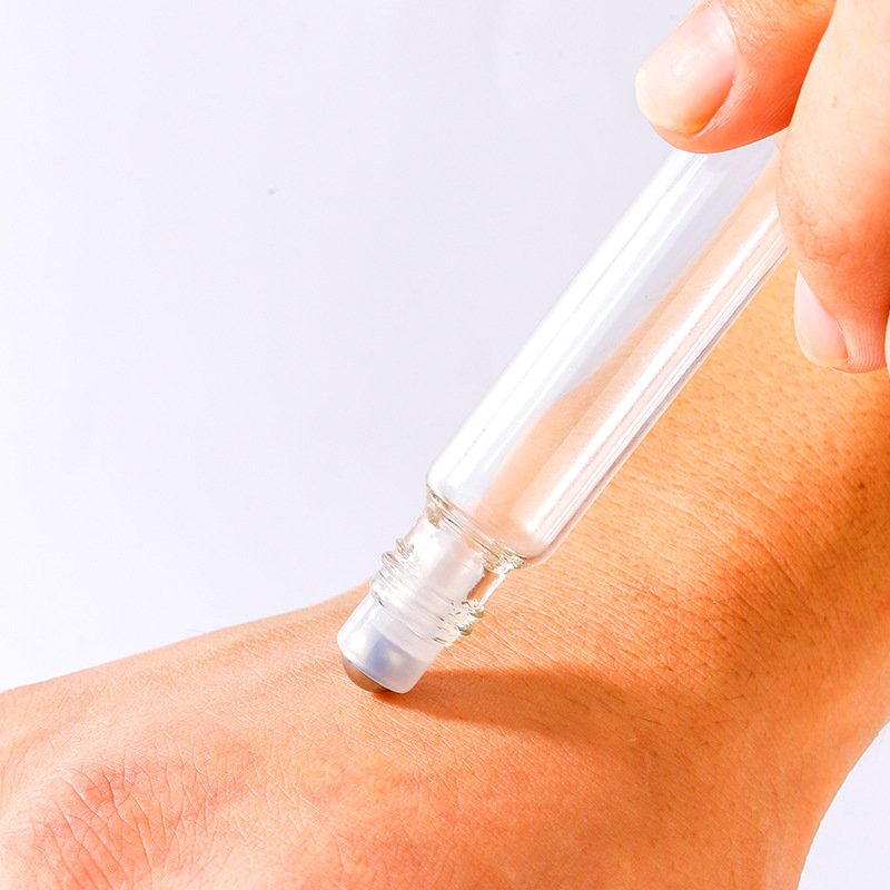 wholesale glass vial 1ml 2ml 3ml 5ml 10ml color essential oil perfume glass roll on bottle with roller ball and cap