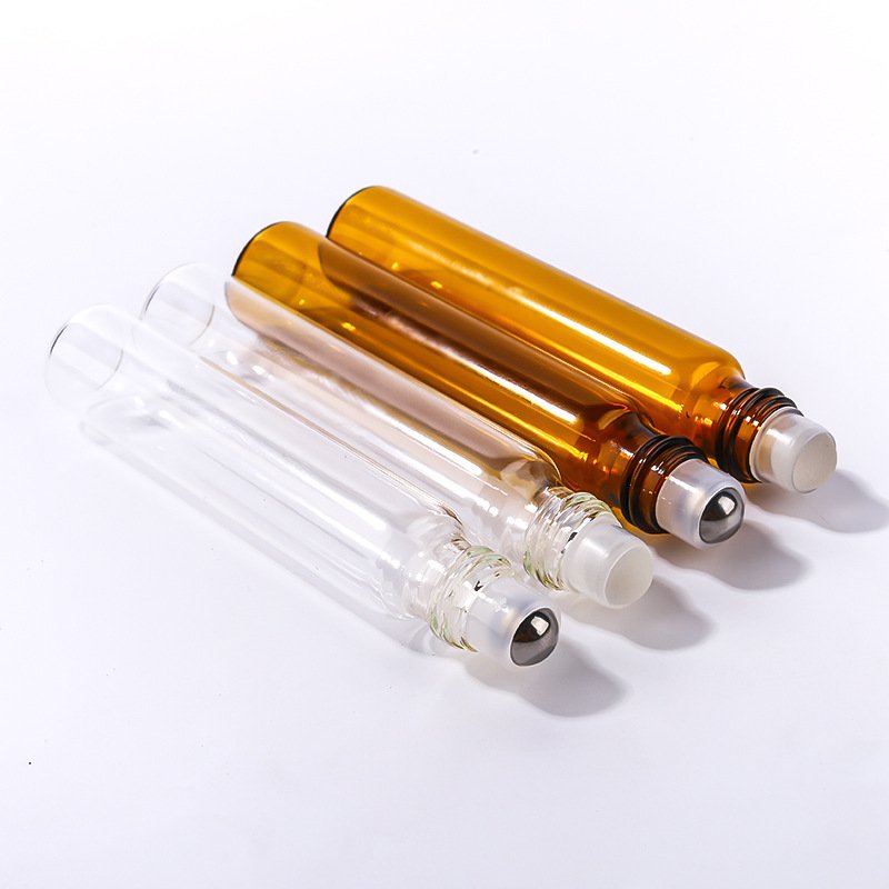 wholesale glass vial 1ml 2ml 3ml 5ml 10ml color essential oil perfume glass roll on bottle with roller ball and cap