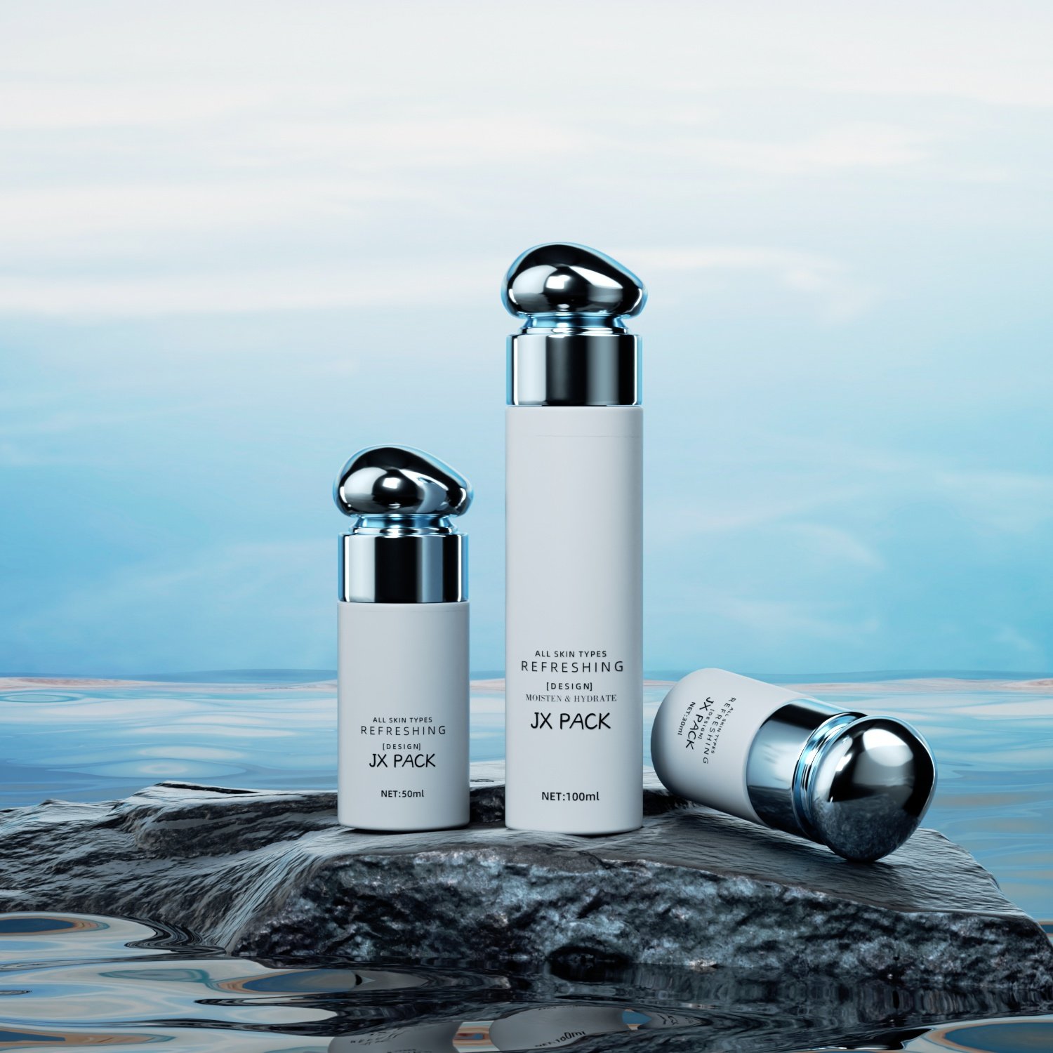 Luxury skincare face cream jar bottle set 30ml 50ml 100ml lotion frosted glass bottle for cosmetics liquid packaging