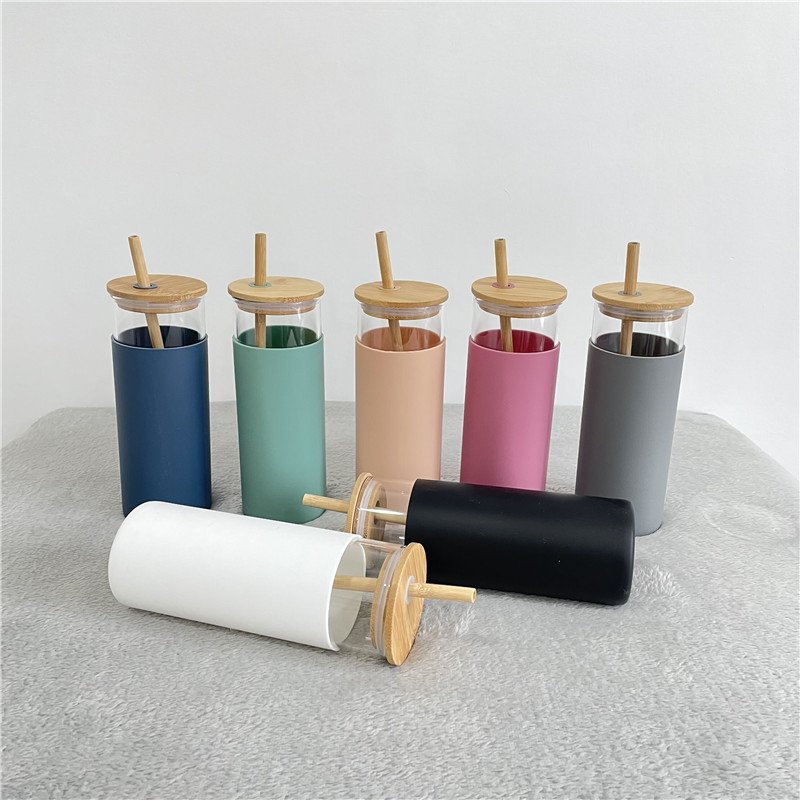 New Design Lazy Glass Bottle Water Cup 500ml Eco Friendly Reusable Borosilicate Glass Water Bottle With Straw And Bamboo Lid