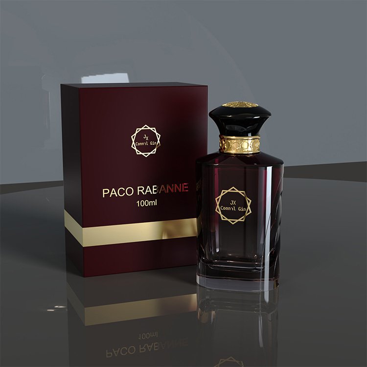 [Customized] High quality luxury black cap silver square empty perfume glass bottle with packaging