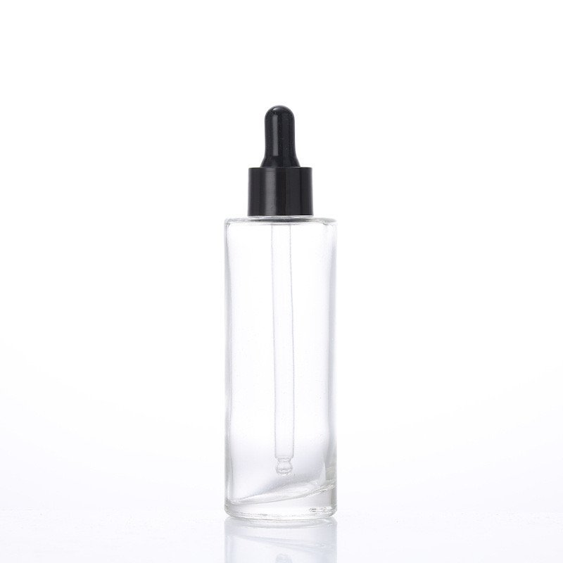 Thick bottom luxury dropper serum bottle 15ml 20ml 30ml 40ml 50ml clear flat shoulder glass bottles for essential oils