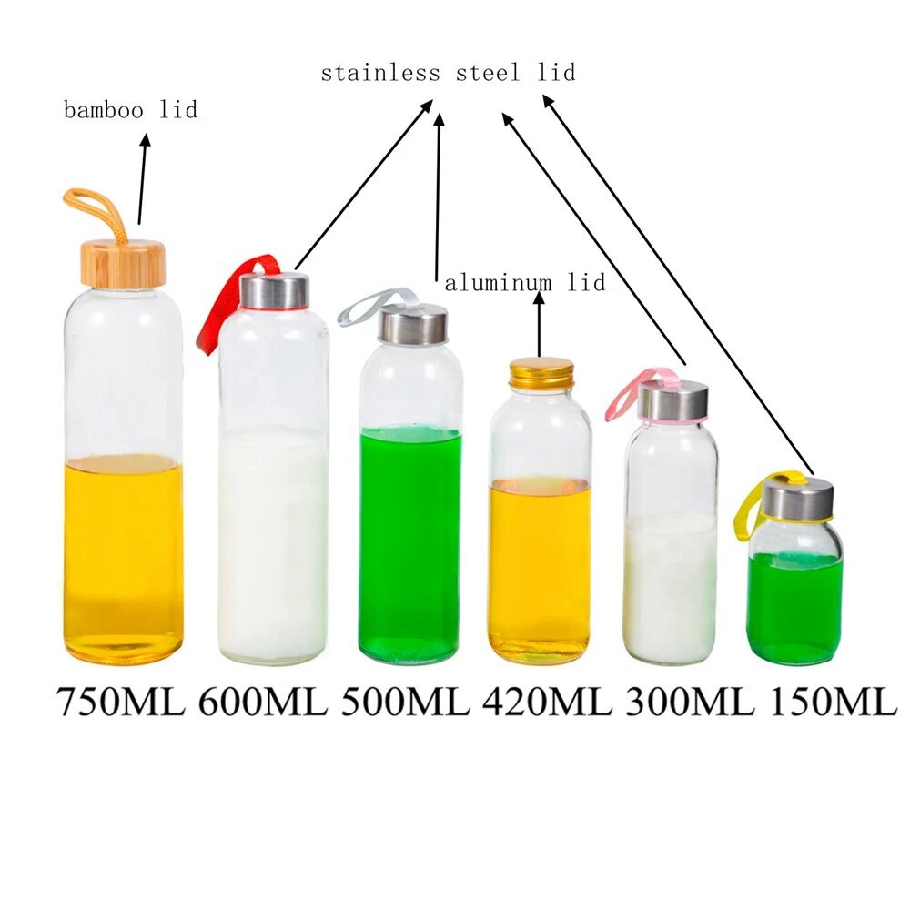 cheap Travel Custom clear Glass Water Bottle