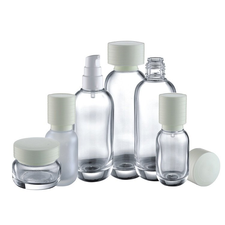 Empty cosmetic packaging set skincare dropper glass bottles essential oil cream pump bottle 30g 50g glass jar