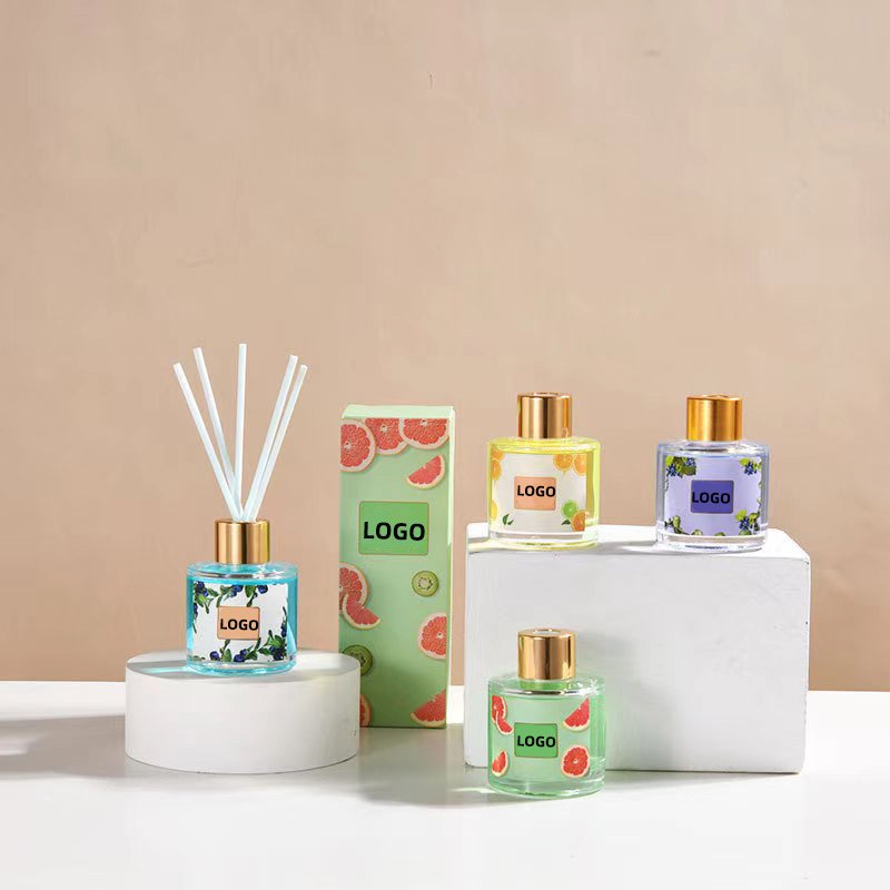 Customized Luxury Essential Oil Fruit Scent Fragrance Square Glass Bottle Reed Diffuser