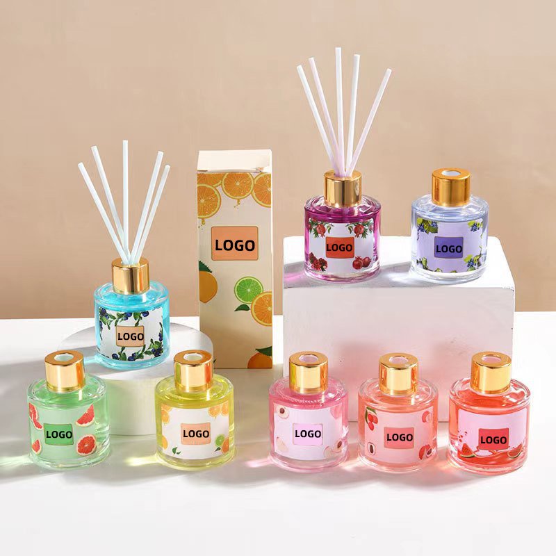 Customized Luxury Essential Oil Fruit Scent Fragrance Square Glass Bottle Reed Diffuser