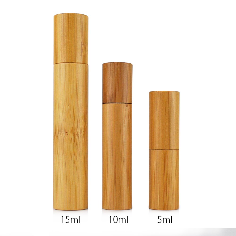 Hot selling Bamboo roller perfume glass bottles wood roll on essential oil bottle 10ml