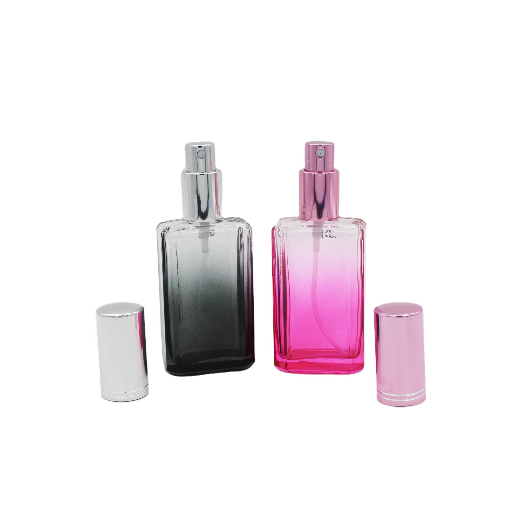 screw neck 50ml perfume glass bottle with 18/415 aluminium sprayer and cap