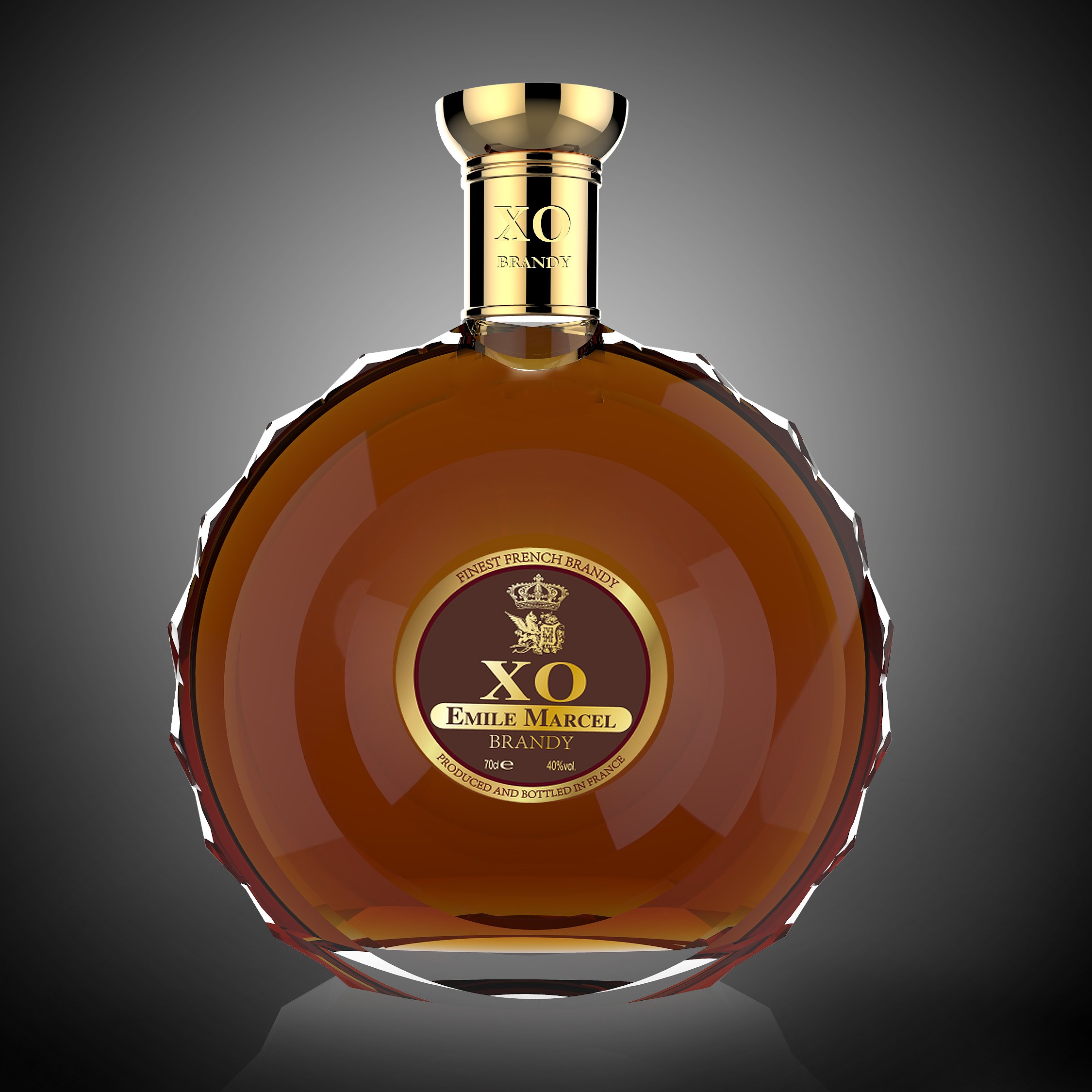 High quality 700ml 750ml crystal liquor bottle brandy tequila spirit liquor glass bottle