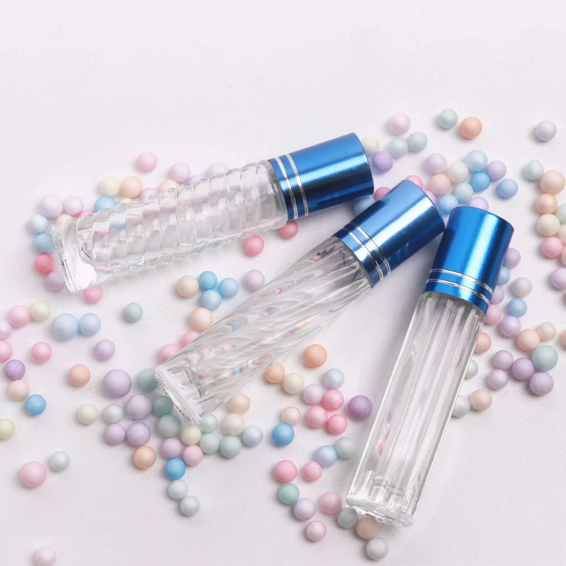 5ml 10ml Transparent Refillable Glass Essential Oil Roll On Bottle With glass Roller Balls